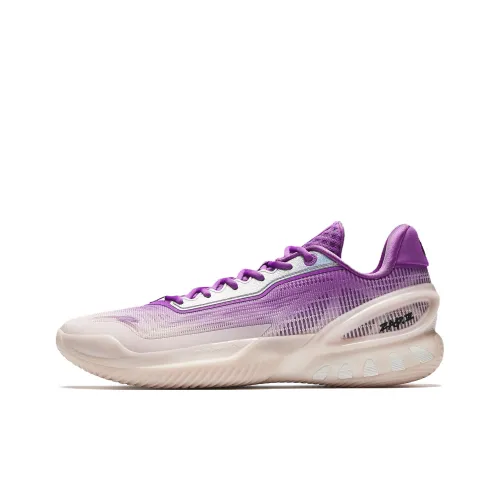 Anta Cushioning, Wear Resistant Low Top Front Fork Carbon Plate Basketball Shoes Men's White Purple