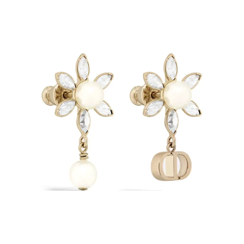 DIOR Gold Plated Metal Earrings Women's Gold-1