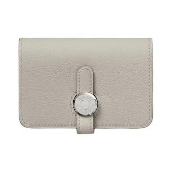 HERMES Dogon Evercolor Calfskin Card Holder Women's 8L Beton Glacier White & Concrete Gray