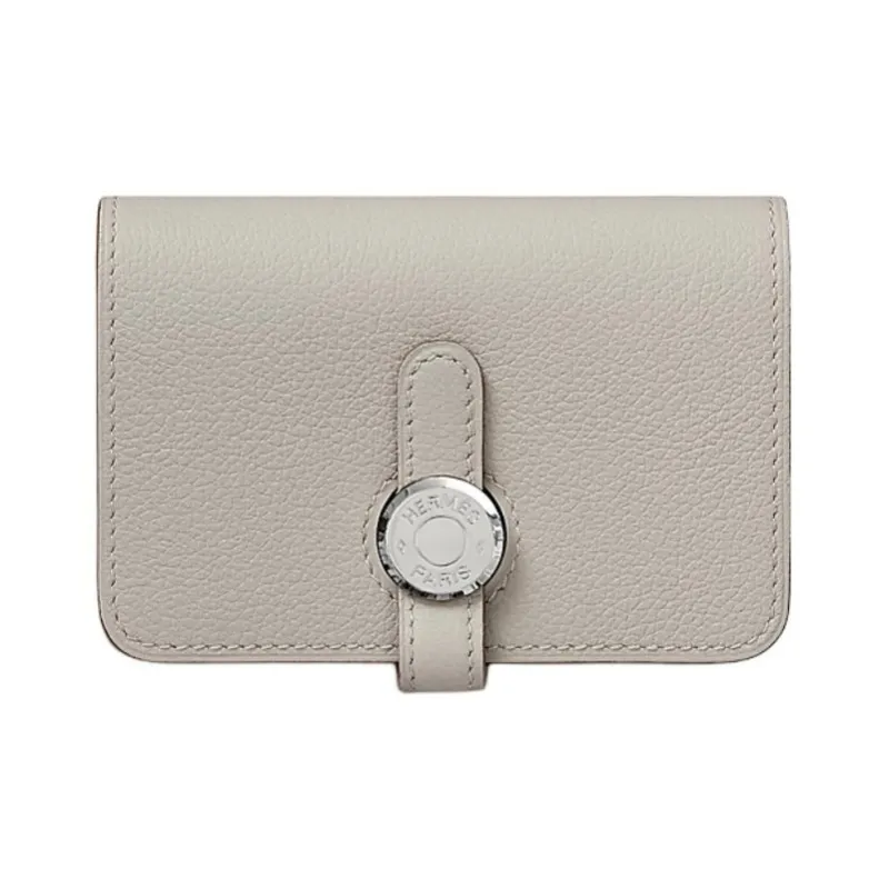 HERMES Dogon Evercolor Calfskin Card Holder Women's 8L Beton Glacier White & Concrete Gray-0