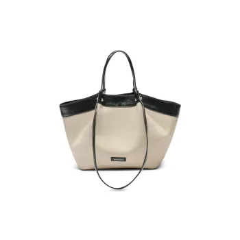 BELLE Artificial Leather Tote One Shoulder Handbag Women's Ecru/Mustard Green
