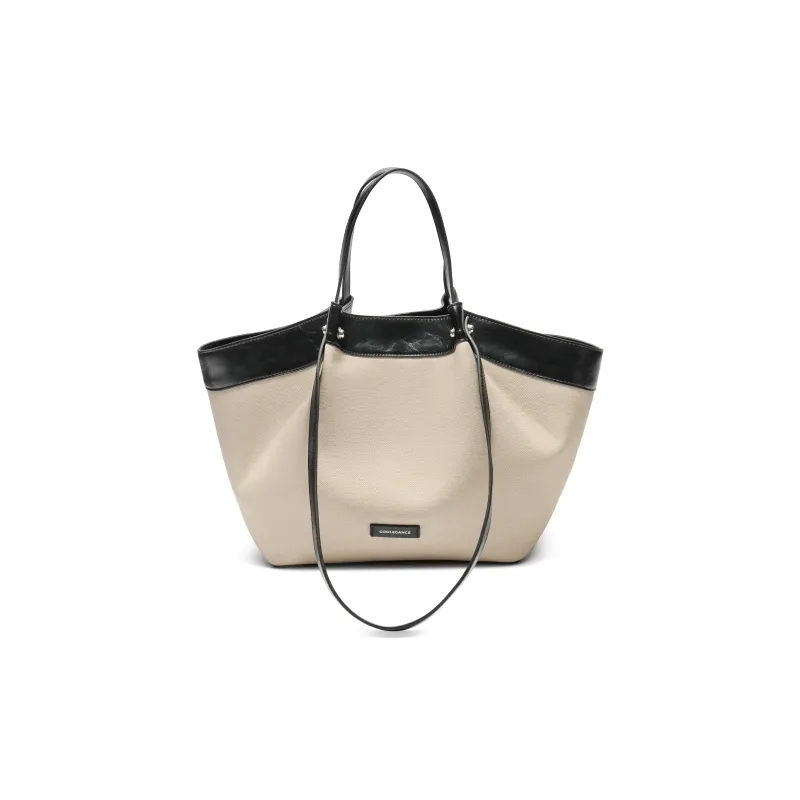 BELLE Artificial Leather Handbag Women's Ecru/Mustard Green-0