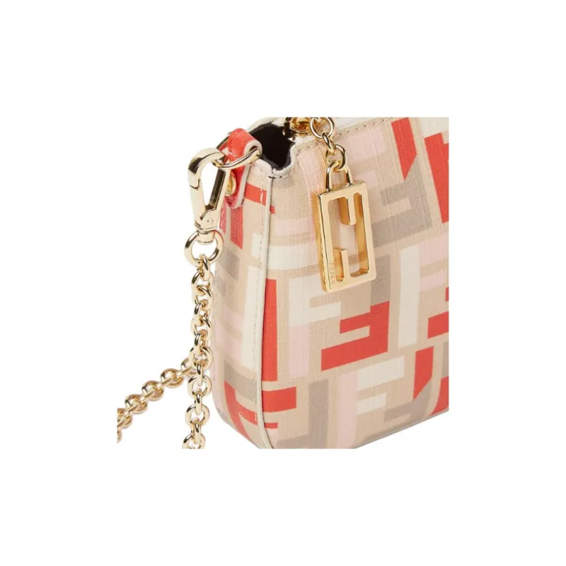 FENDI Jacquard Fabric One Shoulder Clutch Women's Beige-5