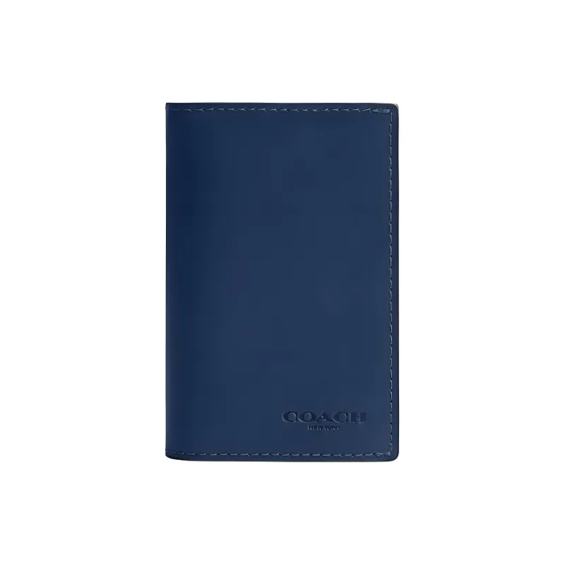 COACH Bifold Leather Card Holder Mini Men's Dark Blue-0