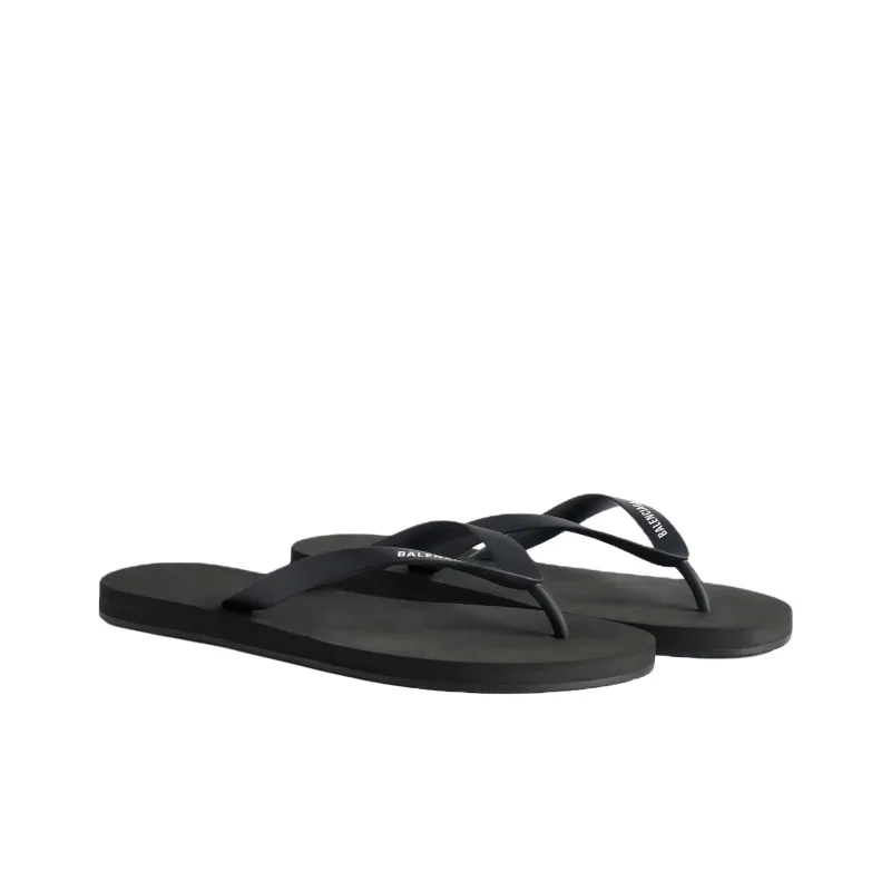 Balenciaga Abrasion Resistant Flip Flops Women's Black-2