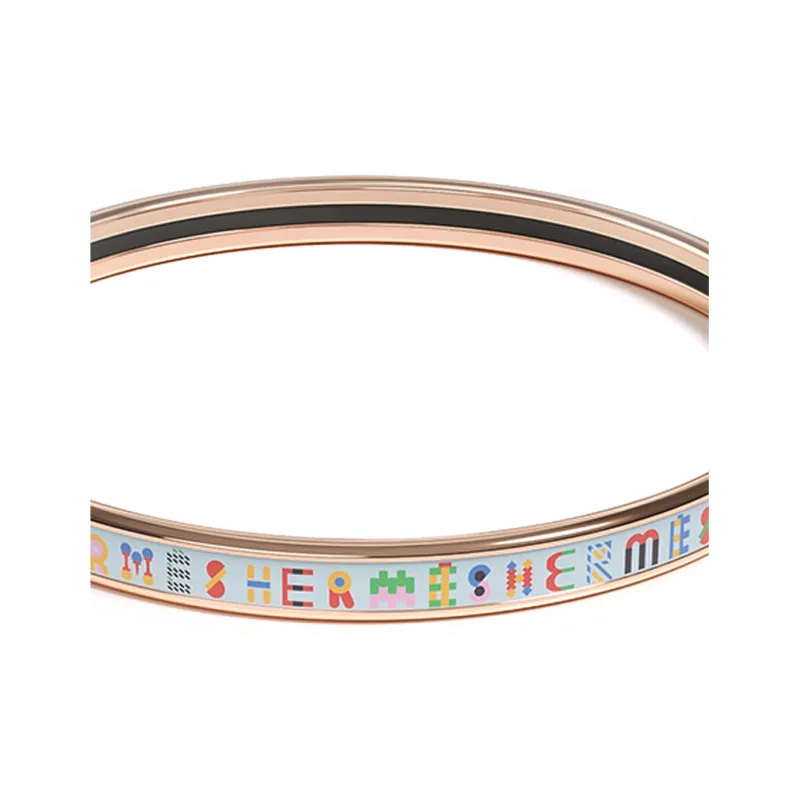 HERMES Enamel Bangles Women's Rose Gold-1