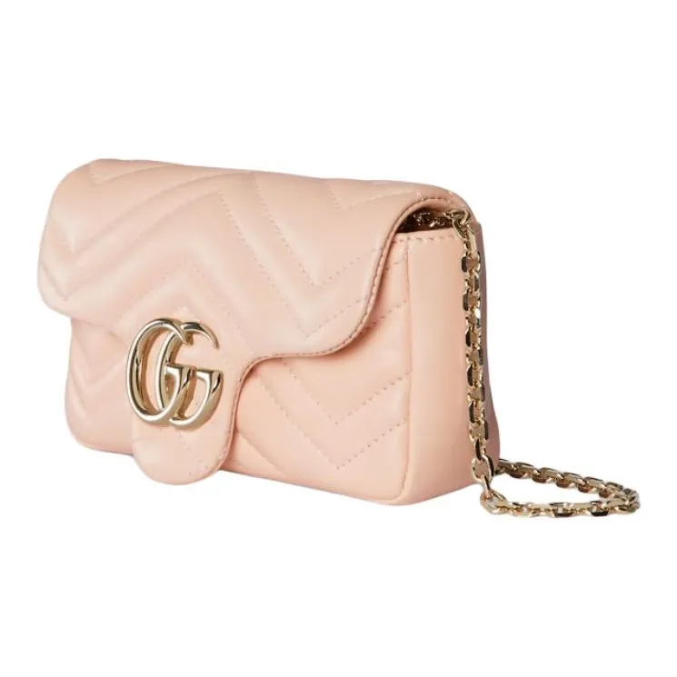 GUCCI GG Marmont Lambskin Shoulder Bag Mini Women's Pink-1