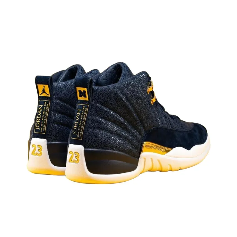 Jordan Air Jordan 12 Anti Slip Wear Resistant High Top Basketball Shoes Unisex Black-2