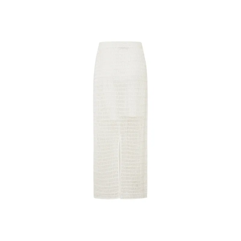MO&CO Casual Long Skirts Women's Raw White-1