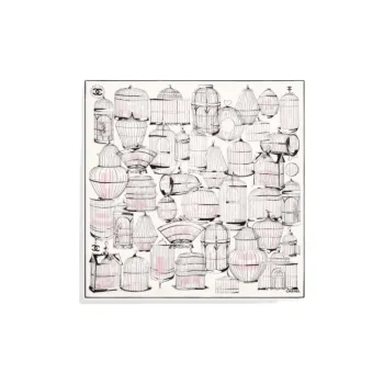 CHANEL Twill Silk Scarves Unisex Light Pink/Pink/Black
