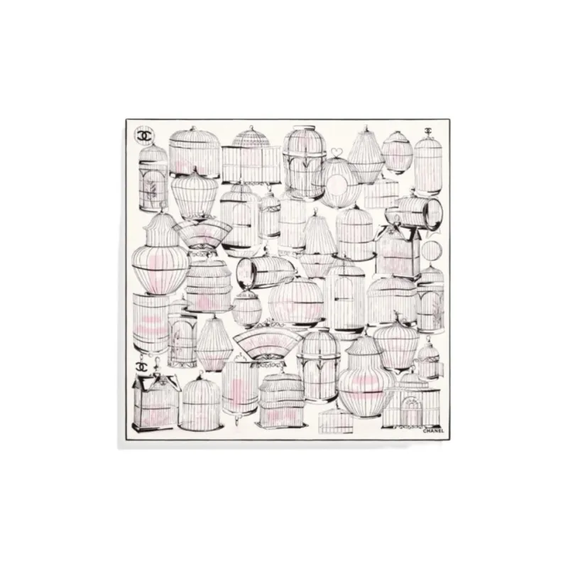 CHANEL Twill Silk Scarves Unisex Light Pink/Pink/Black-0