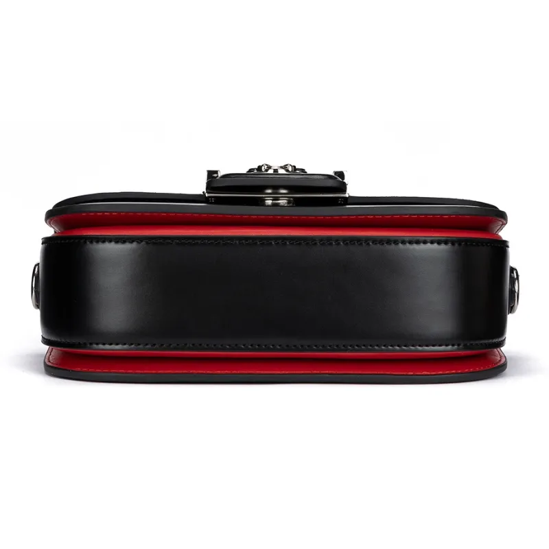 ROBERTA DI CAMERINO Top Grain Cow Leather Crossbody Crescent Bag Shoulder Bag Women's Black/Ecru-4
