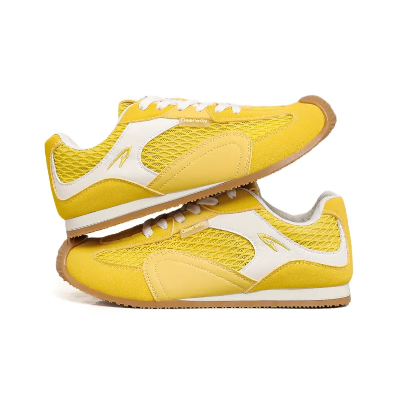 DEERWAY Height Increasing Abrasion Resistant Lightweight Breathable Slip Resistant Low Top Casual Shoes Women's Lemon-2