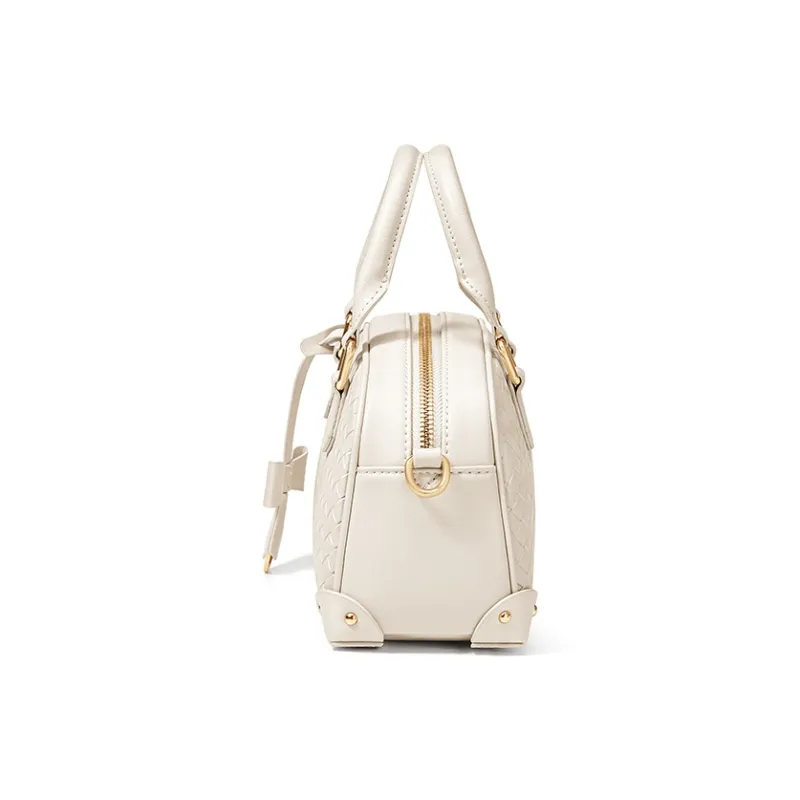 CNOLES Synthetic Leather With Cow Leather Handbag, Shoulder Bag, Crossbody Bag Women's White-2