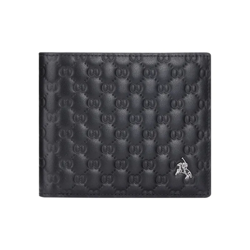 POLOMEISDO Top Grain Cow Leather Wallet Men's Black-4