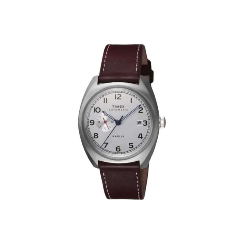 TIMEX Wrist Watch Automatic Mechanical Movement Leather Strap 39mm Silver Dial Men's Watches-0