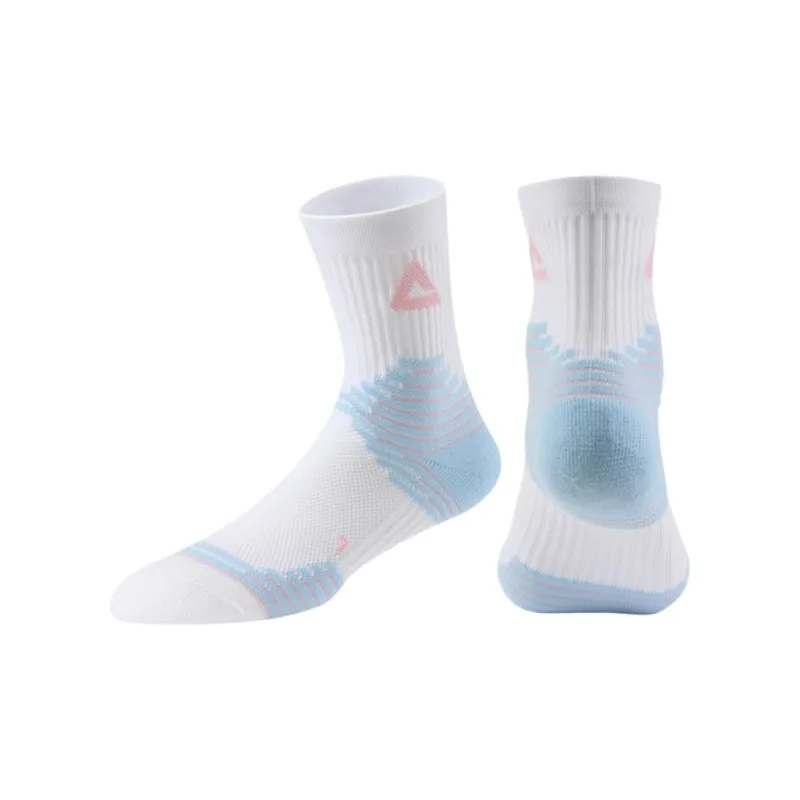 PEAK Basketball Socks Unisex White Blue-7