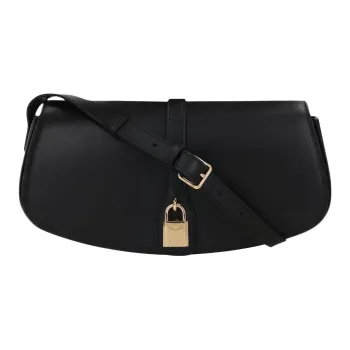 CELINE Tabou Smooth Cow Leather Shoulder Bag Crossbody Bag Handbag Large Size Women's Black