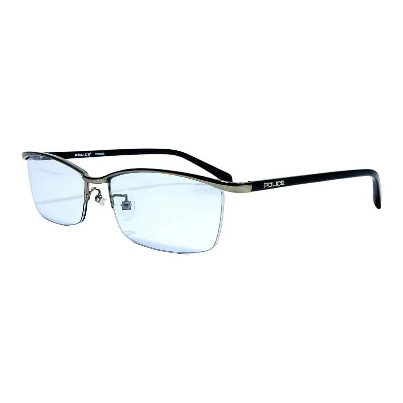 Police Titanium Plastic Rectangular Sunglasses Men's Black-0
