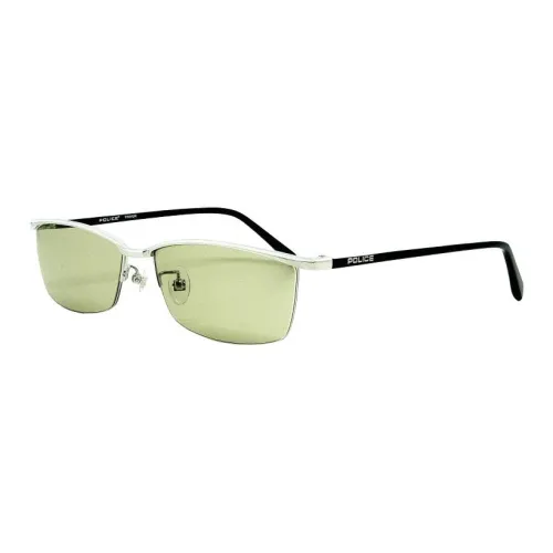 Police Titanium Plastic Irregular Shape Sunglasses Men's Silver