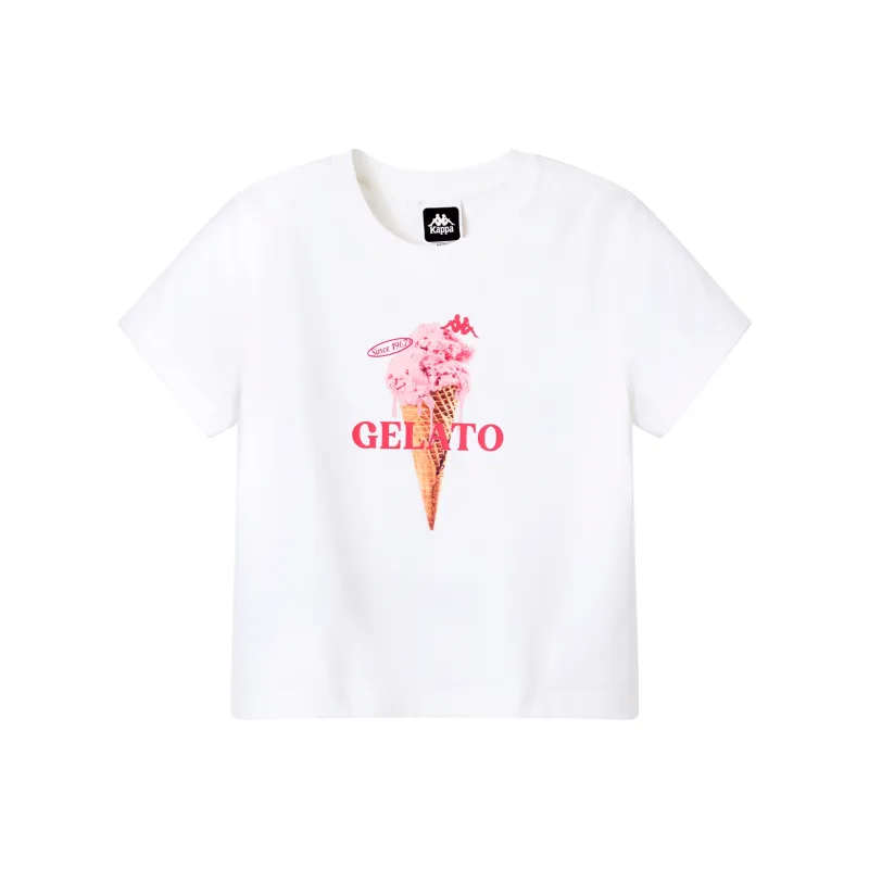 Kappa Casual Cartoon Sweet Style Print Short Sleeved Comfortable Versatile Loose Fit T Shirt Women's-0