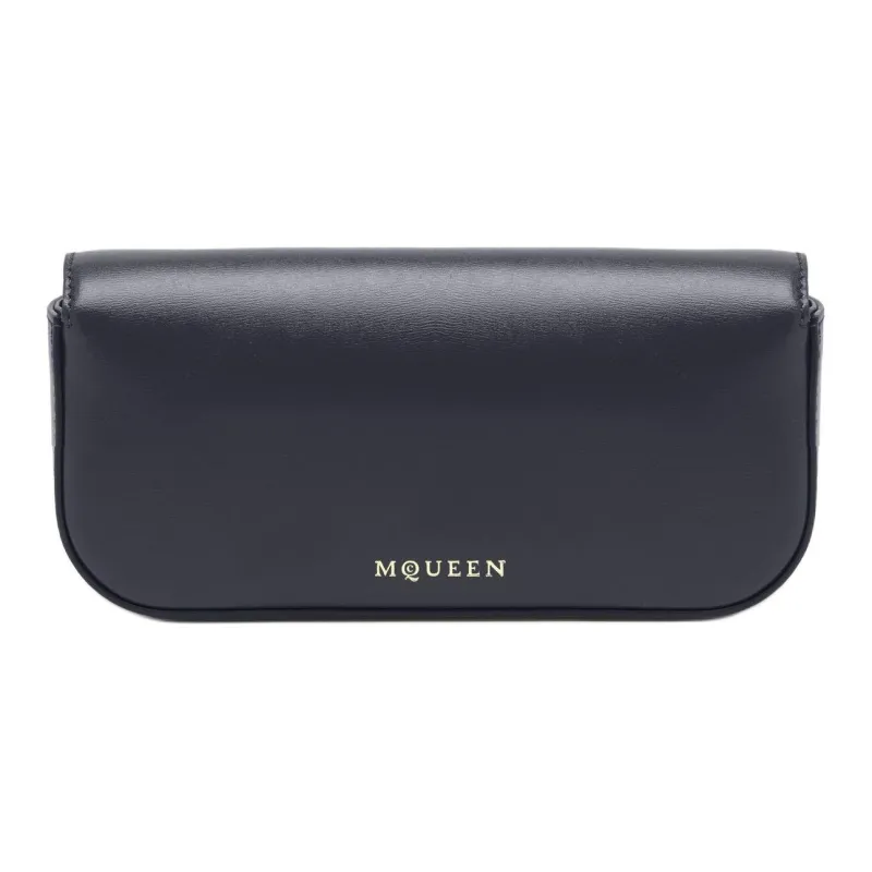Alexander McQueen Skull Cow Leather Crossbody Bags Trumpets Women's Black-3