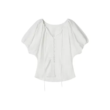 SHUXI Shirts Women's Cream White