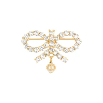 DIOR Crystal Brooches Women's Gold