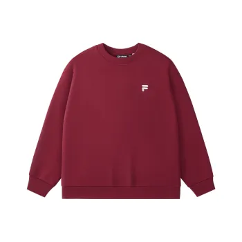 FILA FUSION FOB Series Pullover Sweatshirt Unisex Burgundy With A Hint Of Milk