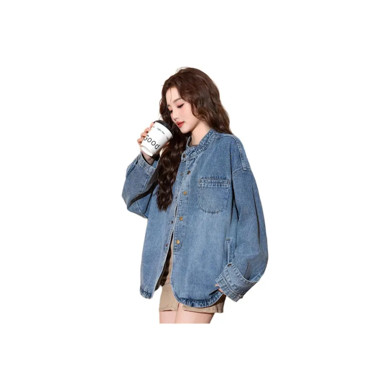 Tonlion Denim Jackets Women's Vintage Blue-0