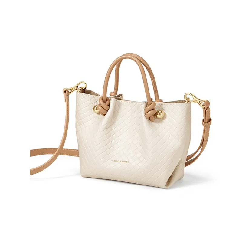 CNOLES Cow Leather Shoulder Bag, Crossbody Bag, Handbag Women's Ecru-1