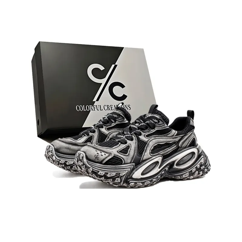 Colorful Creations Slip Resistant, Abrasion Resistant, Breathable, Lightweight Low Top Chunky Sneakers Men's-1