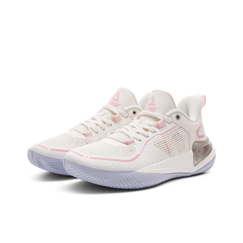 PEAK Cushioning, Breathable, And Wide Coverage Low Top Basketball Shoes Women's Ivory Pink-2