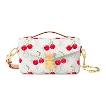 LOUIS VUITTON Takashi Murakami, Collaboration Leather Shoulder Bag, Crossbody Bag, Handbag Women's White