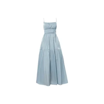 DPLAY Slip Dresses Women's Camisole Dress Sea Salt Blue With Lace Up Floral