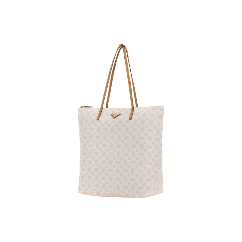 PRADA Recycled Nylon Tote Bag Shopping Bag Shoulder Bag Handbag Women's Light Beige-1