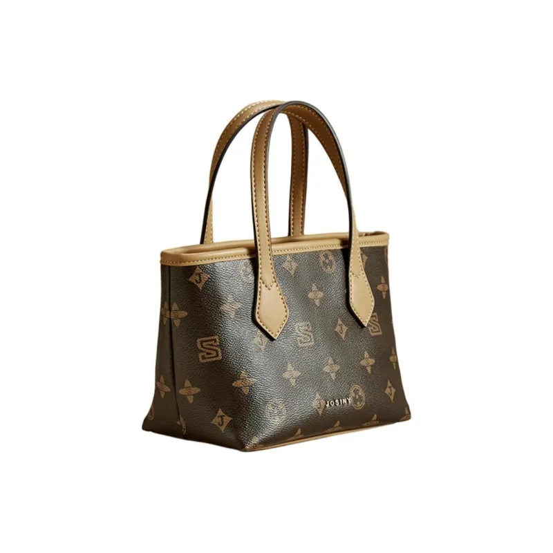 JOSINY PU Basket Bag, Shoulder Bag, Crossbody Bag, Handbag Women's Ecru/Coffee-5
