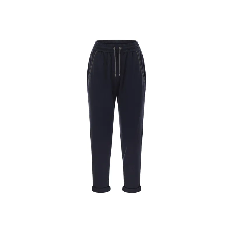 Brunello Cucinelli Knitted Sweatpants Women's Blue-0