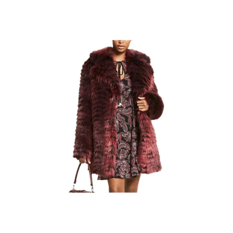 MICHAEL KORS Tiger Print Faux Fur Coat Coats Women's Red-1