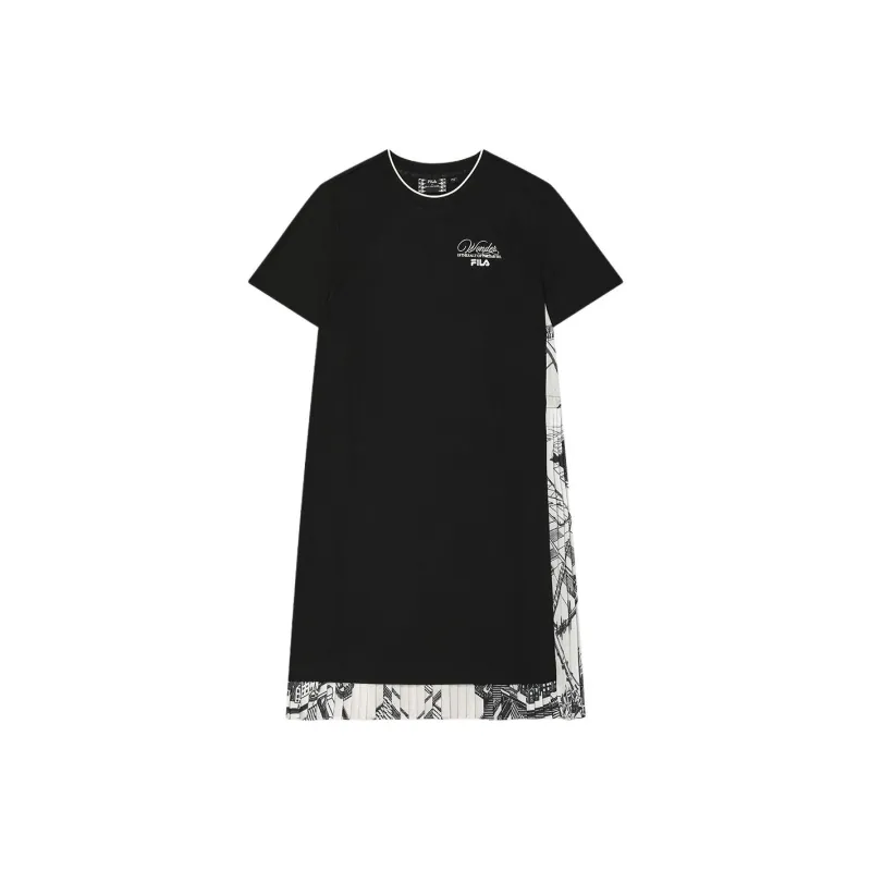 FILA x M.C.ESCHER SS25 Short Sleeved Dress Women's Jet Black-0