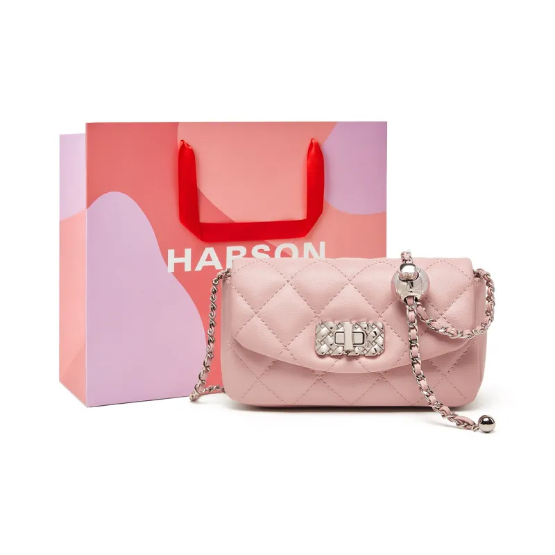 HARSON Cow Leather Crossbody Bag, Shoulder Bag Regular Women's Black/Pink/Ecru-4