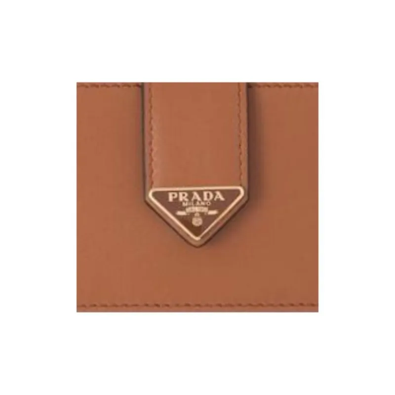 PRADA Cow Leather Card Holder Women's Brown-4