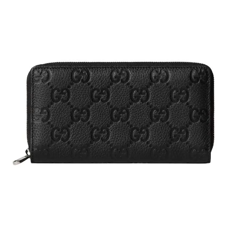 GUCCI Embossed GG Grain Leather Wallet Men's Black-0