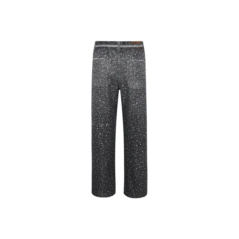 BIRTH OF ROYAL CHILD Rhinestone embellished Wide leg Jeans-8