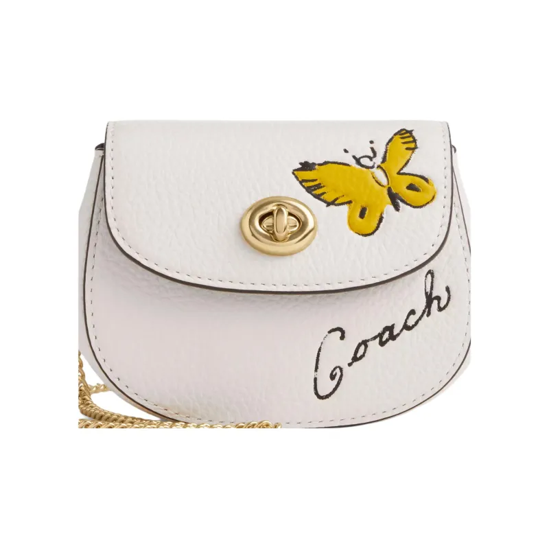 COACH Leather Coin Purse Mini Women's Chalk-1