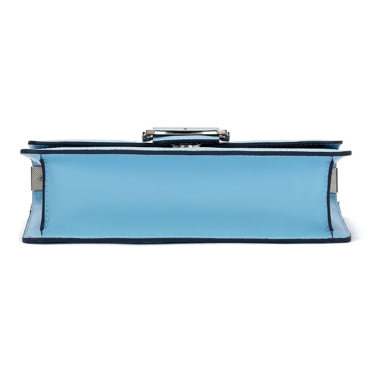 ROBERTA DI CAMERINO Fabric, Cow Split Leather Shoulder Bag Women's Sea Blue/Silver Gray-4