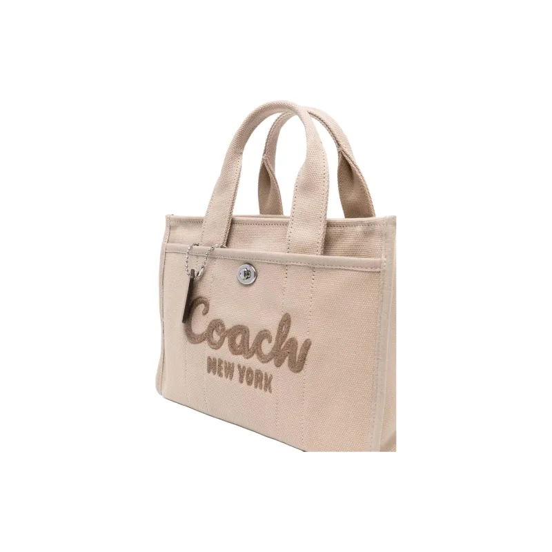 COACH Cargo Cotton And Canvas Tote Bag, Shopping Bag, Shoulder Bag, Handbag Medium Size Women's Neutral Color-3
