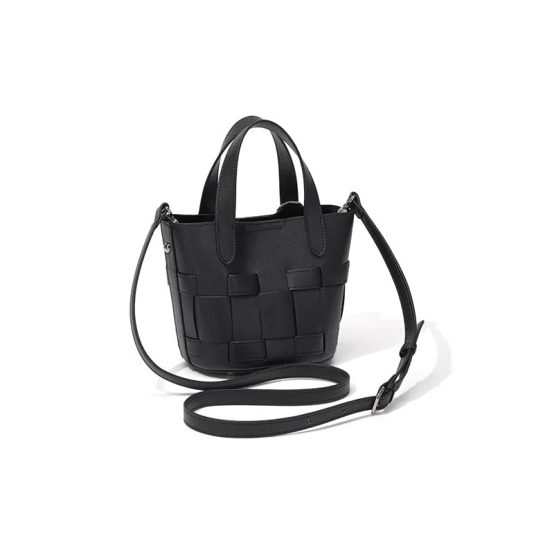CinvaiKrose Synthetic Leather Bucket Bag, Shoulder Bag, Crossbody Bag, Handbag, Basket Bag Trumpets Women's Ecru/Black-6
