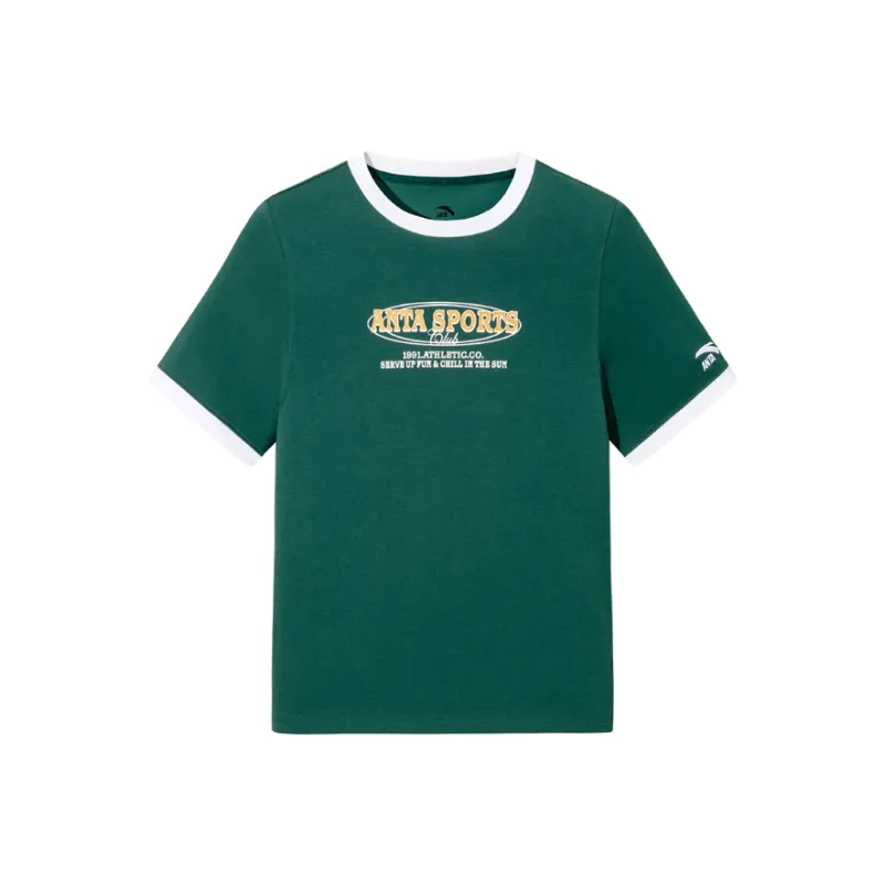 Anta Life Collection T Shirt Women's Sparse Forest Green/Snowflake White-0