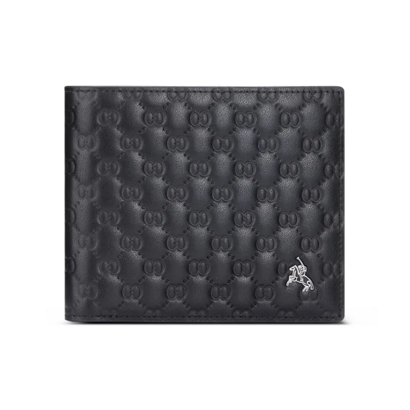 POLOMEISDO Top Grain Cow Leather Wallet Men's Black-0